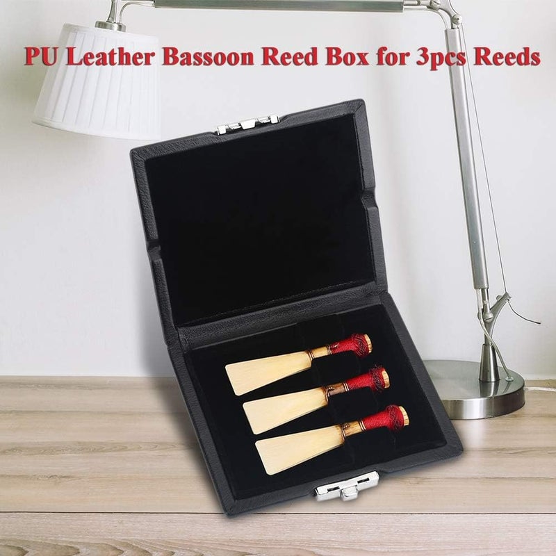 Fydun Bassoon Reeds Medium Box, 3pcs Bassoon Container Box Case PU Leather Cover with Slots（No Reeds） - Image 2